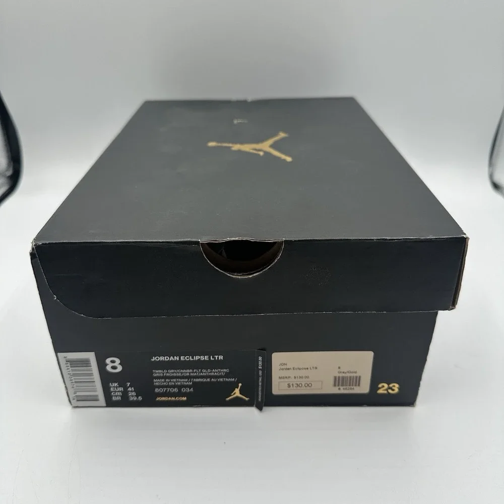 Jordan Eclipse Leather City Pack Berlin Shoes Mens 8‎ Tumbled Grey/Gold Sneakers